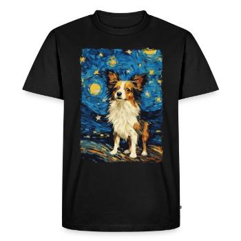 Papillon Chien Nuit Étoilée - T-shirt Premium bio Homme - noir - Devant - Nico (187cm)