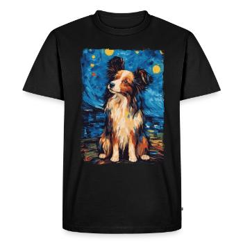 Papillon Chien Nuit Étoilée - T-shirt Premium bio Homme - noir - Devant - Nico (187cm)
