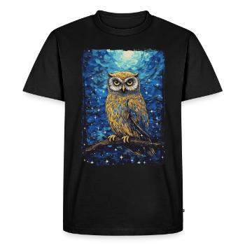 Hibou Nuit étoilée - T-shirt Premium bio Homme - noir - Devant - Nico (187cm)