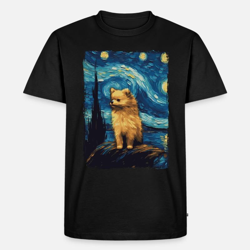 Zwergspitz Starry Night - Männer Premium Bio T-Shirt - Schwarz