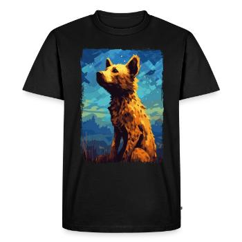 Hyène Nuit étoilée - T-shirt Premium bio Homme - noir - Devant - Nico (187cm)