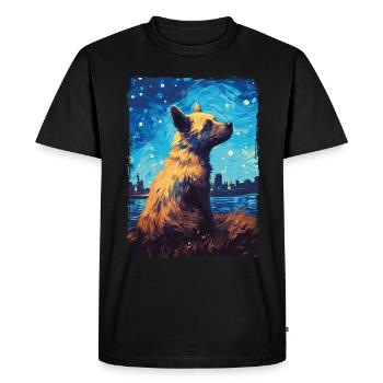 Hyène Nuit étoilée - T-shirt Premium bio Homme - noir - Devant - Nico (187cm)