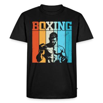 Boxe Rétro - T-shirt Premium bio Homme - noir - Devant - Nico (187cm)