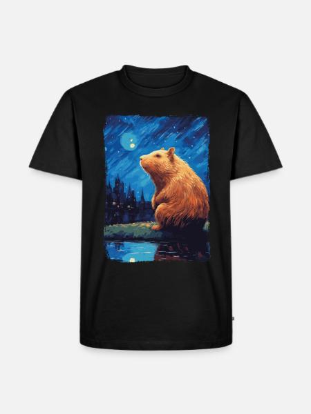 Capybara Nuit étoilée - T-shirt Premium bio Homme - noir