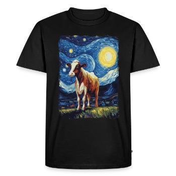 Cow Starry Night - Men's Premium Organic T-Shirt - black - Front - Nico (187cm)