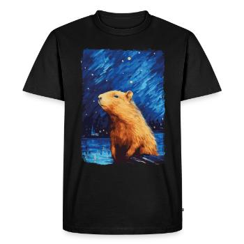 Capybara Starry Night - Men's Premium Organic T-Shirt - black - Front - Nico (187cm)