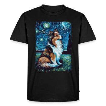 Shetland Shepherd Starry Night - Men's Premium Organic T-Shirt - black - Front - Nico (187cm)