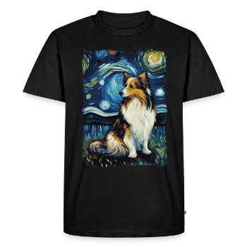 Shetland Shepherd Starry Night - Men's Premium Organic T-Shirt - black - Front - Nico (187cm)