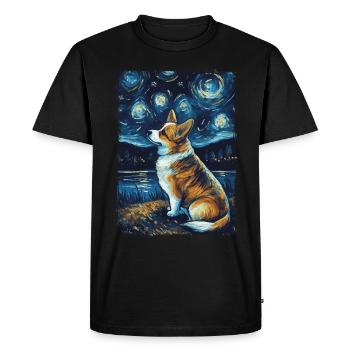 Corgi Starry Night - Men's Premium Organic T-Shirt - black - Front - Nico (187cm)