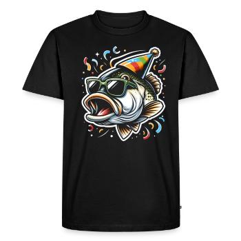 Bass Fish - Men's Premium Organic T-Shirt - black - Front - Nico (187cm)