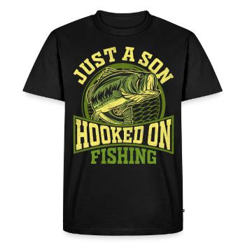 Juste un fils accro à la pêche - T-shirt Premium bio Homme - noir - Devant - Nico (187cm)