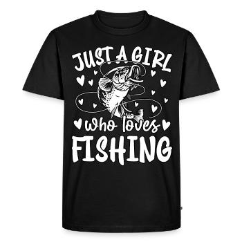 Juste une fille qui aime la pêche - T-shirt Premium bio Homme - noir - Devant - Nico (187cm)