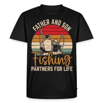Père et fils Partenaires de pêche pour la vie - T-shirt Premium bio Homme - noir - Devant - Nico (187cm)