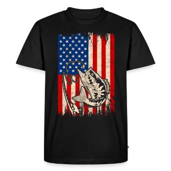 Bass Fish - Men's Premium Organic T-Shirt - black - Front - Nico (187cm)