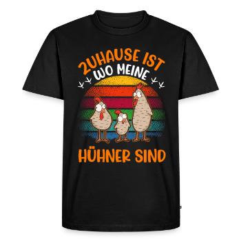 La maison est l’endroit où mes poulets sont des poulets - T-shirt Premium bio Homme - noir - Devant - Nico (187cm)