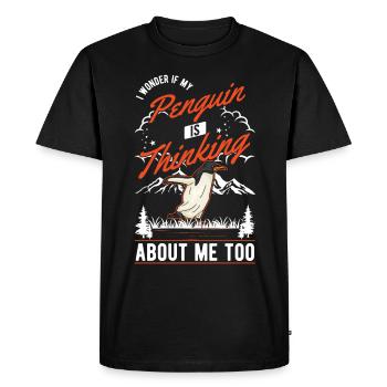 Pingouin Pingouin Empereur Pingouin aux yeux jaunes - T-shirt Premium bio Homme - noir - Devant - Nico (187cm)