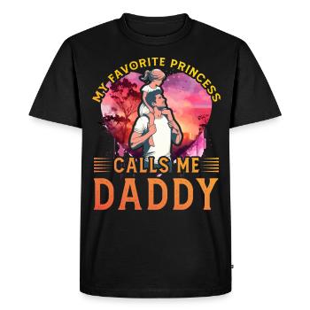 Ma princesse préférée m’appelle papa - T-shirt Premium bio Homme - noir - Devant - Nico (187cm)