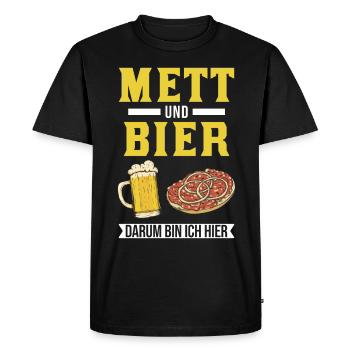 Mett and beer That's why I'm here Mettbrötchen - Men's Premium Organic T-Shirt - black - Front - Nico (187cm)