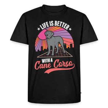Life is better with Cane Corsos - Men's Premium Organic T-Shirt - black - Front - Nico (187cm)