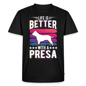 Life is better with a Presa Canario - Men's Premium Organic T-Shirt - black - Front - Nico (187cm)