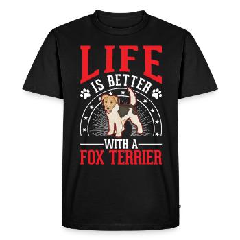 La vie est meilleure avec un fox-terrier - T-shirt Premium bio Homme - noir - Devant - Nico (187cm)