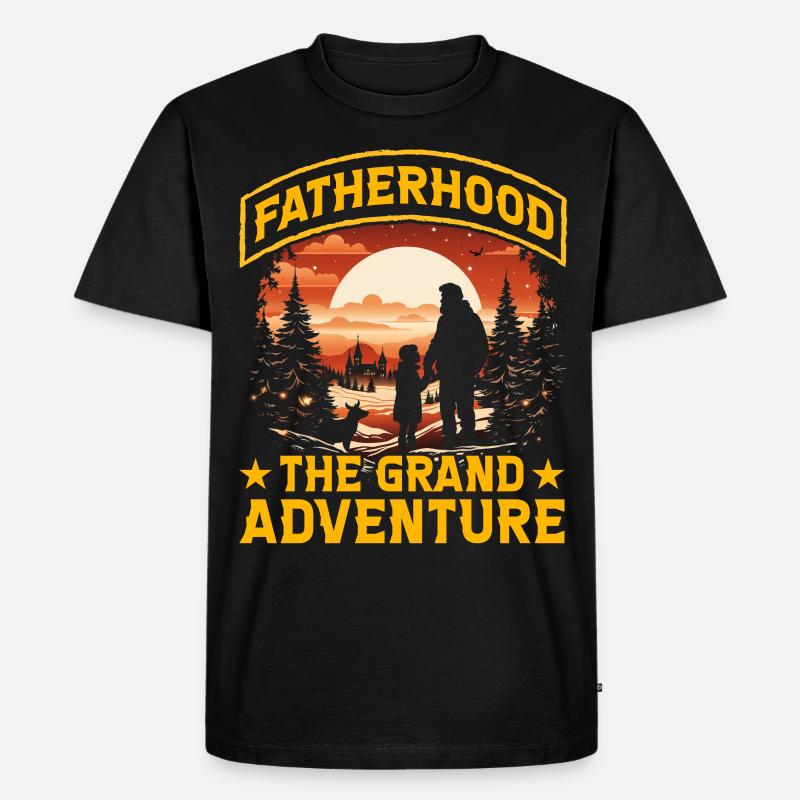 Vaterschaft das große Abenteuer - Männer Premium Bio T-Shirt - Schwarz