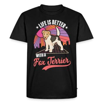 La vie est meilleure avec un fox-terrier - T-shirt Premium bio Homme - noir - Devant - Nico (187cm)