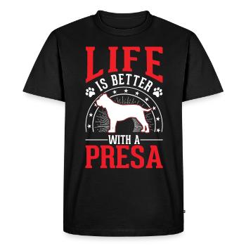 Life is better with a Presa Canario - Men's Premium Organic T-Shirt - black - Front - Nico (187cm)