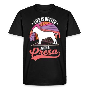 Life is better with a Presa Canario - Men's Premium Organic T-Shirt - black - Front - Nico (187cm)