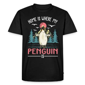 La maison est là où se trouve mon pingouin - T-shirt Premium bio Homme - noir - Devant - Nico (187cm)