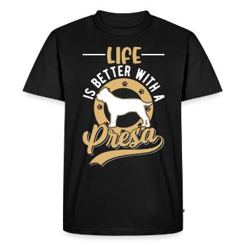 Life is better with a Presa Canario - Men's Premium Organic T-Shirt - black - Front - Nico (187cm)