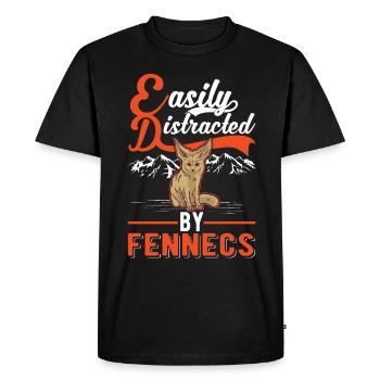 Facilement distrait par Fennecs Fennek Desert Fox - T-shirt Premium bio Homme - noir - Devant - Nico (187cm)