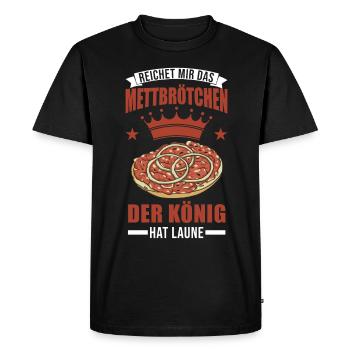 Mettbrötchen König Mett Hackepeter - Men's Premium Organic T-Shirt - black - Front - Nico (187cm)