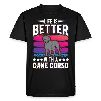 Life is better with Cane Corsos - Men's Premium Organic T-Shirt - black - Front - Nico (187cm)