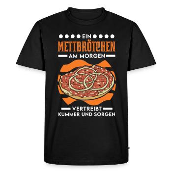 Mettbrötchen le matin Mett Hackepeter - T-shirt Premium bio Homme - noir - Devant - Nico (187cm)