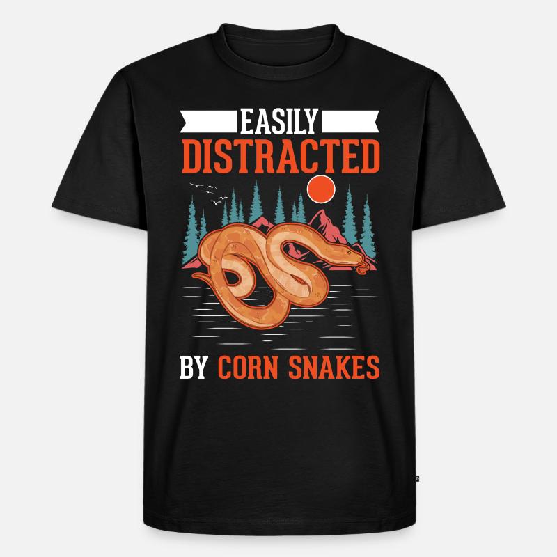 Easily distracted by Corn Snakes Kornnatter - Männer Premium Bio T-Shirt - Schwarz