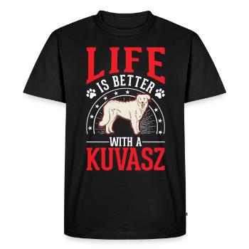 Feasting is better with Kuvasz - Men's Premium Organic T-Shirt - black - Front - Nico (187cm)