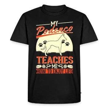 My Podenco teaches me how to enjoy life - Men's Premium Organic T-Shirt - black - Front - Nico (187cm)