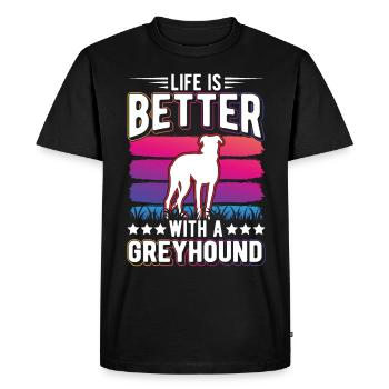 Life is better with a greyhound Greyhound - Men's Premium Organic T-Shirt - black - Front - Nico (187cm)