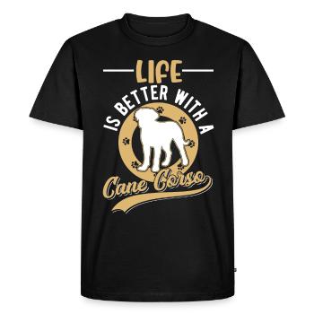 Life is better with Cane Corsos - Men's Premium Organic T-Shirt - black - Front - Nico (187cm)