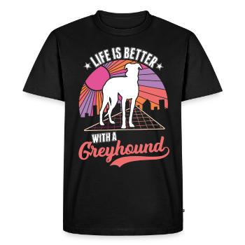 Life is better with a greyhound Greyhound - Men's Premium Organic T-Shirt - black - Front - Nico (187cm)