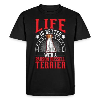 Life is better with Parson Russell Terrier - Men's Premium Organic T-Shirt - black - Front - Nico (187cm)