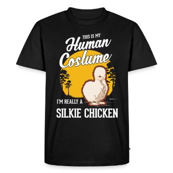 Poulet en soie Halloween Poulet soyeux - T-shirt Premium bio Homme - noir - Devant - Nico (187cm)
