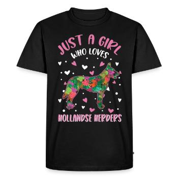 Hollandse Herder Girl Dutch Shepherd Dog - Men's Premium Organic T-Shirt - black - Front - Nico (187cm)