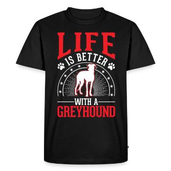 Life is better with a greyhound Greyhound - Men's Premium Organic T-Shirt - black - Front - Nico (187cm)