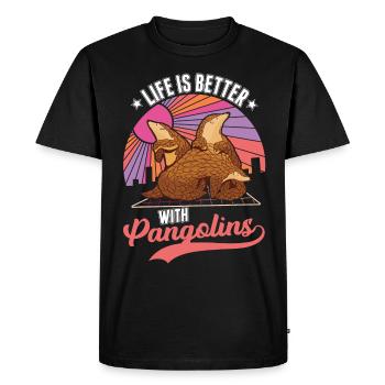 Life is better with a pangolin - Men's Premium Organic T-Shirt - black - Front - Nico (187cm)