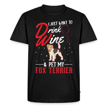 Fox Terrier et vin - T-shirt Premium bio Homme - noir - Devant - Nico (187cm)