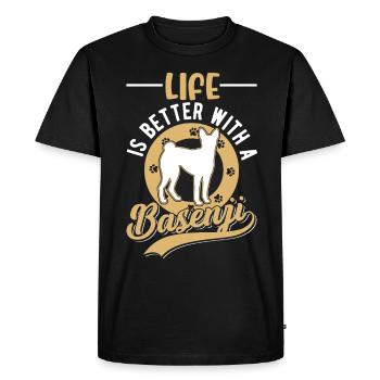 La vie est meilleure avec un Basenji - T-shirt Premium bio Homme - noir - Devant - Nico (187cm)