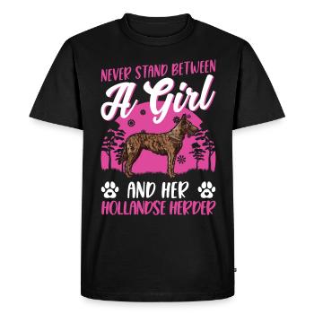 Hollandse Herder Girl Dutch Shepherd Dog - Men's Premium Organic T-Shirt - black - Front - Nico (187cm)