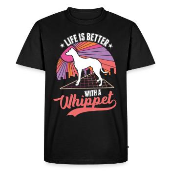 La vie est meilleure avec un whippet - T-shirt Premium bio Homme - noir - Devant - Nico (187cm)